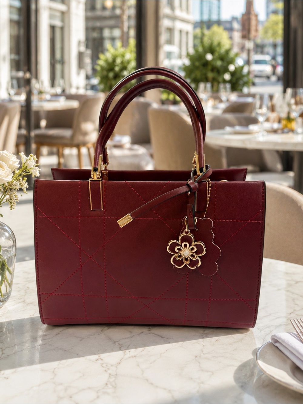 🆕❤️Classic Auberge Structured Vegan Leather Handbag - Gold Accent